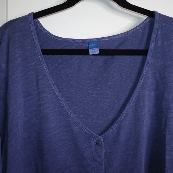 Brand New Old Navy Plus Size Button Down Short Sleeve V-Neck Jersey Tee - Picture 3 of 4
